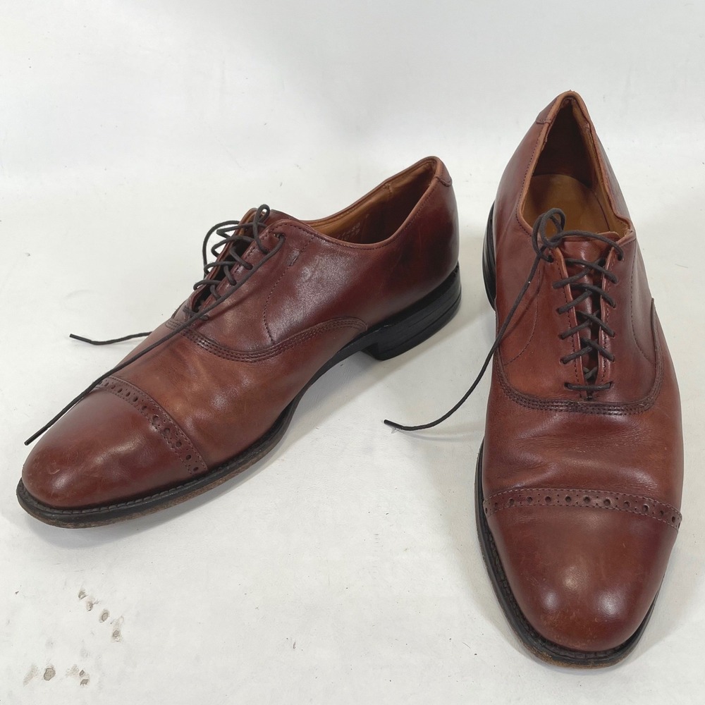 Allen Edmonds Byron Mens 9.5 A Brown Leather Cap Toe Oxford Dress Shoes 2034 USA
